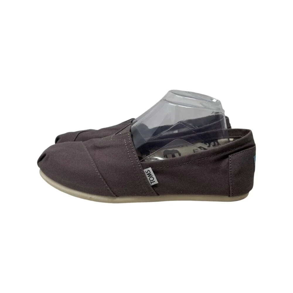 TOMS Shoes Alpargata Flat Women Size 9 Grey Solid Canvas Slip On Comfort Loafer